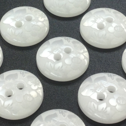 Floral Damask Buttons White (15mm/24L)