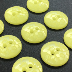 Yellow Floral Damask Buttons (15mm/24L)