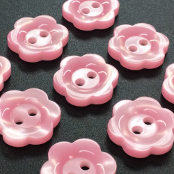 Floral Buttons with Pearl Finish (15mm/24L) Pink