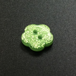 Green Flower Glitter Buttons (15mm/24L)