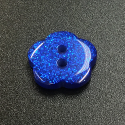 Flower Glitter Buttons Blue (18mm/28L)