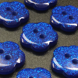 Flower Glitter Buttons Royal Blue (18mm/28L)