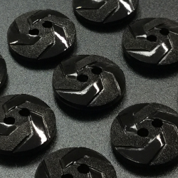 Football Swirl Buttons Black (15mm/24L)