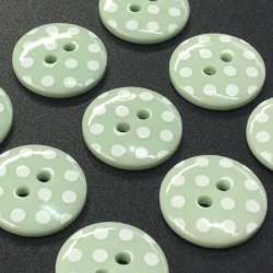 Mint Green Pastel Spots Buttons (15mm/24L)