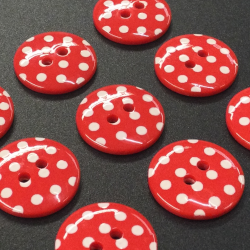 Red Pastel Spots Buttons (18mm/28L)