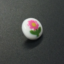 White Toggle Buttons (15mm/24L) Pink Flower