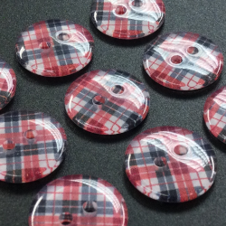 Red Tartan Buttons (15mm/24L)