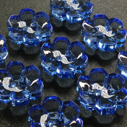 Clear Flower Buttons Blue (15mm/24L)