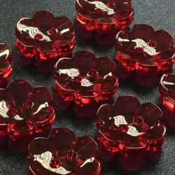 Clear Flower Buttons Red (15mm/24L)