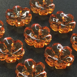 Clear Flower Buttons (15mm/24L) Orange