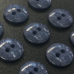 Navy Blue Floral Damask Buttons (12mm/20L)