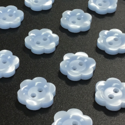 Small Floral Buttons with Pearl Finish Blue (12mm/20L)