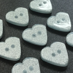 Heart Glitter Buttons Ice Blue (15mm/24L)