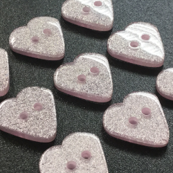 Heart Glitter Buttons Lilac (15mm/24L)