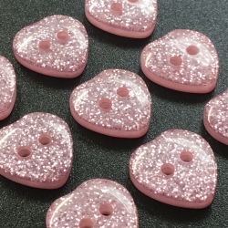 Heart Glitter Buttons Pink (15mm/24L)