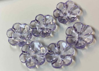 Clear Flower Buttons Green (15mm/24L)