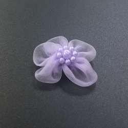 Beaded Organza Flower Embellishments Lilac