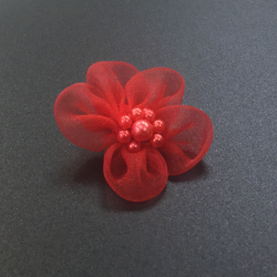 Beaded Organza Flower Embellishments Red