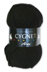 Cygnet Aran Yarn (100g) Black