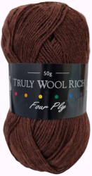 Cygnet Truly Wool Rich 4-Ply Sock Yarn (50g) Chocolate