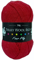Cygnet Truly Wool Rich 4-Ply Sock Yarn (50g) Geranium (2185)