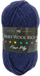 Cygnet Truly Wool Rich 4-Ply Sock Yarn (50g) Navy Blue