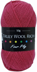 Cygnet Truly Wool Rich 4-Ply Sock Yarn (50g) Raspberry