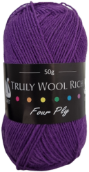 Cygnet Truly Wool Rich 4-Ply Sock Yarn (50g) Regal Purple