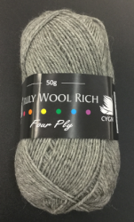 Cygnet Truly Wool Rich 4-Ply Wool (50g) Light Grey